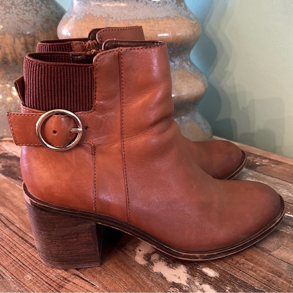 ALDO - COGNAC LEATHER ANKLE BOOTS - Picture 3 of 7